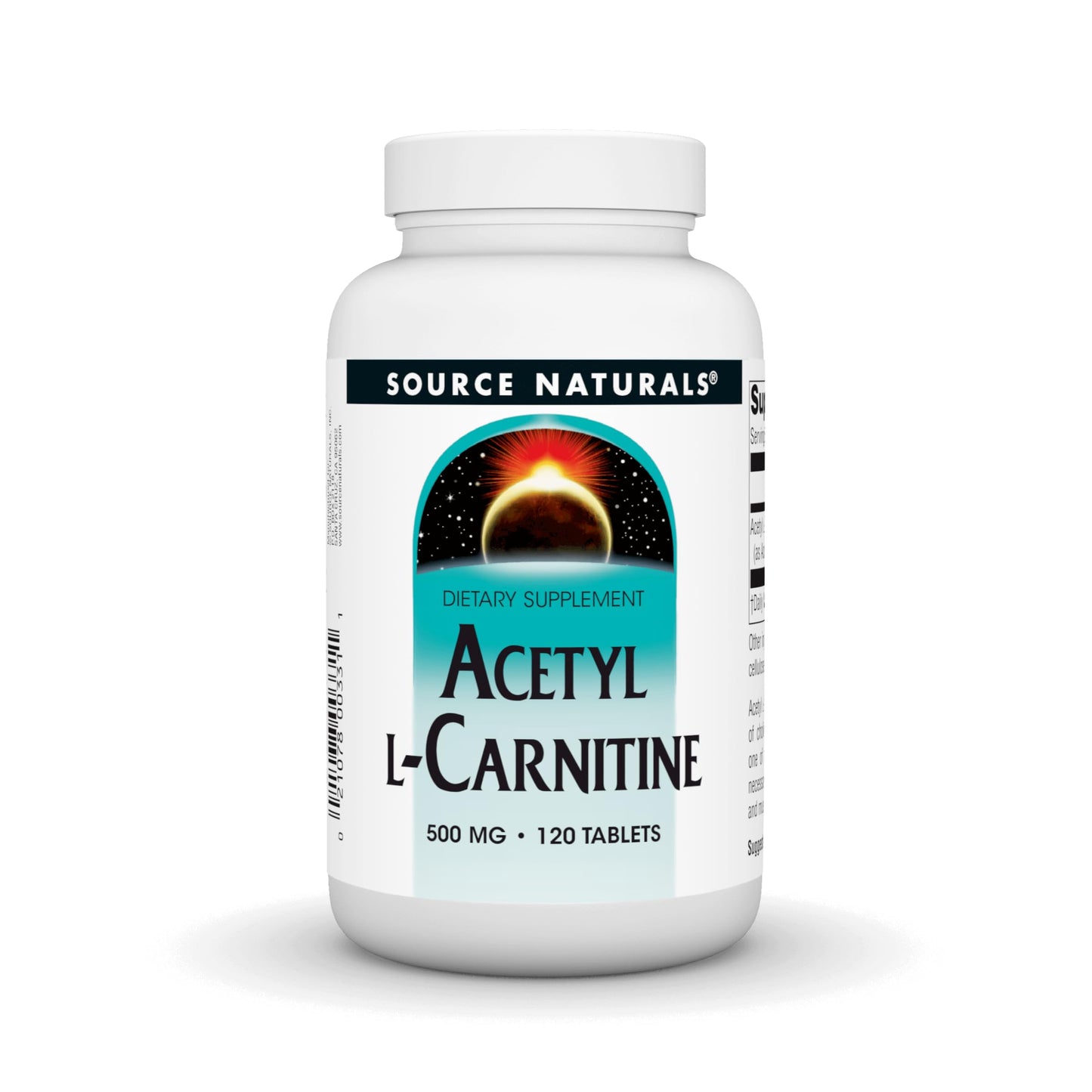 Source Naturals Acetyl L-Carnitine 500 mg Tablet - 120 Count | Vegetarian