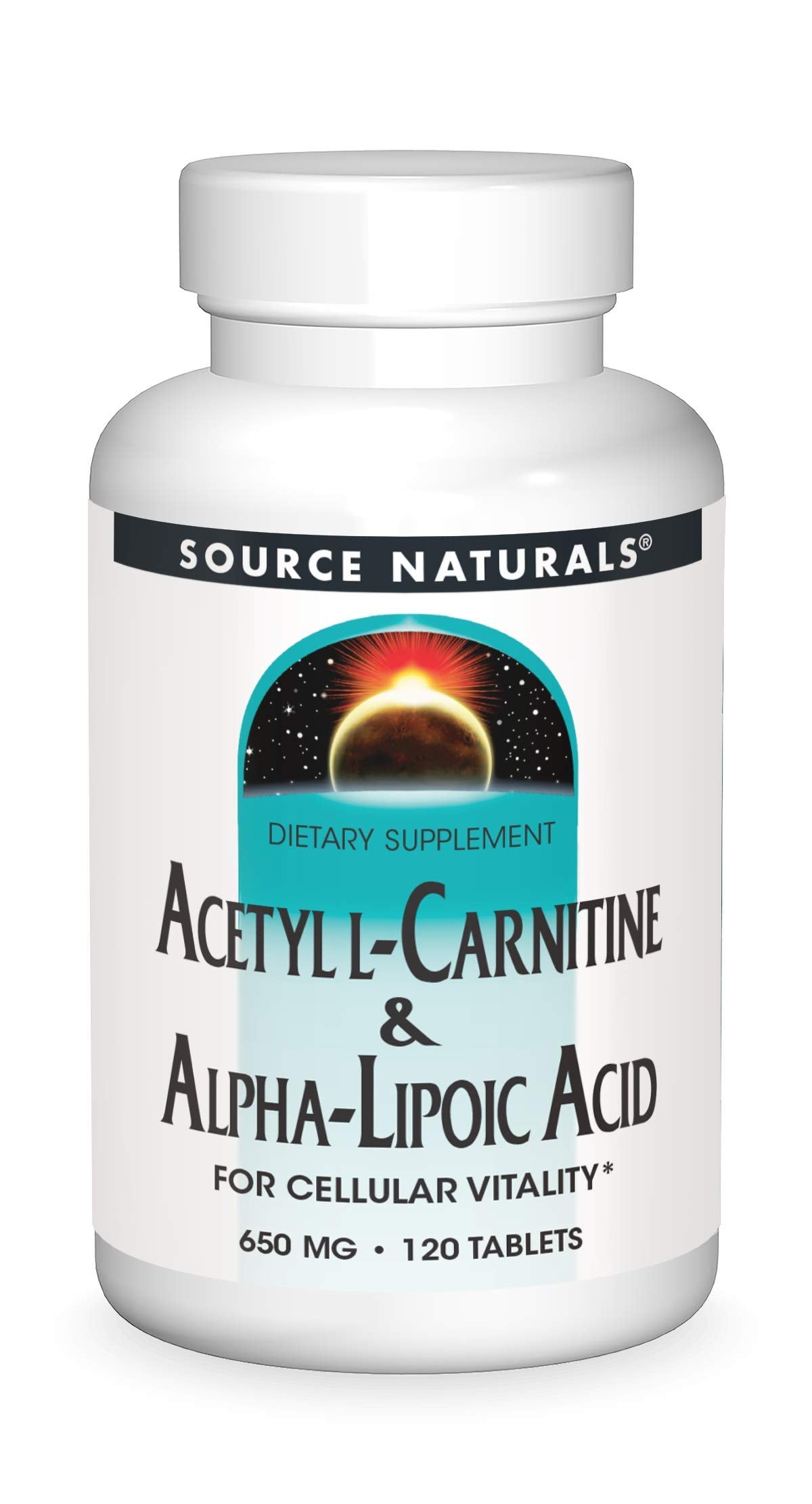 Source Naturals Acetyl L-Carnitine & Alpha-Lipoic Acid 650mg - 120 Tablets