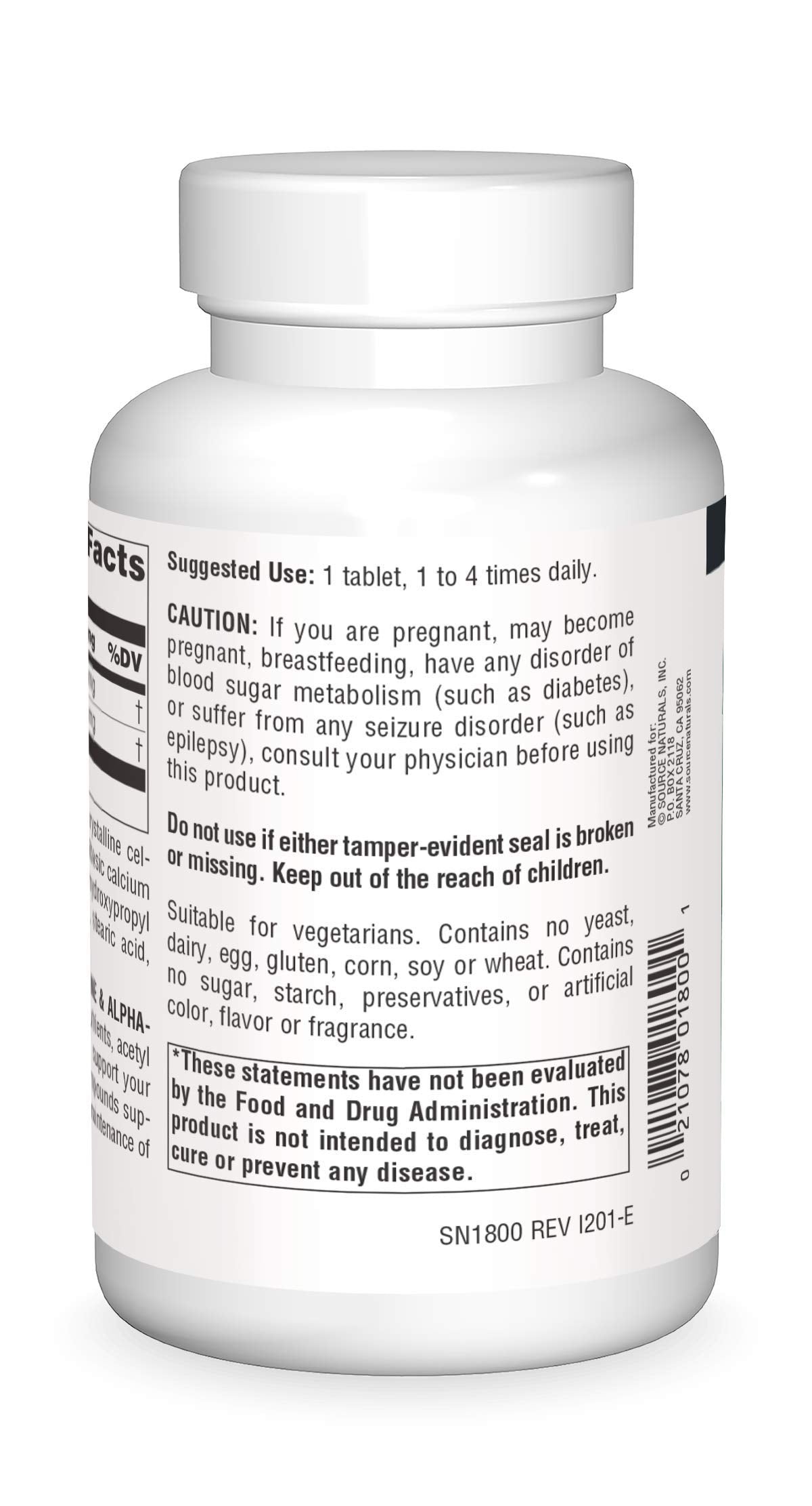 Source Naturals Acetyl L-Carnitine & Alpha-Lipoic Acid 650mg - 120 Tablets