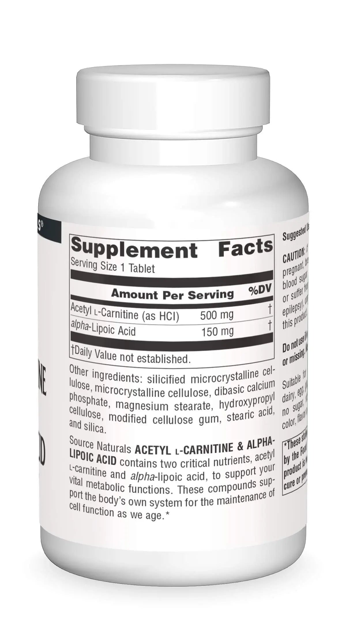 Source Naturals Acetyl L-Carnitine & Alpha-Lipoic Acid 650 mg – 120 Tablets BritishVita | Premium UK Vitamins & Wellness Supplements