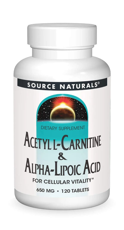 Source Naturals Acetyl L-Carnitine & Alpha-Lipoic Acid 650 mg – 120 Tablets BritishVita | Premium UK Vitamins & Wellness Supplements