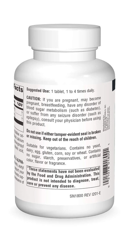 Source Naturals Acetyl L-Carnitine & Alpha-Lipoic Acid 650 mg – 120 Tablets BritishVita | Premium UK Vitamins & Wellness Supplements