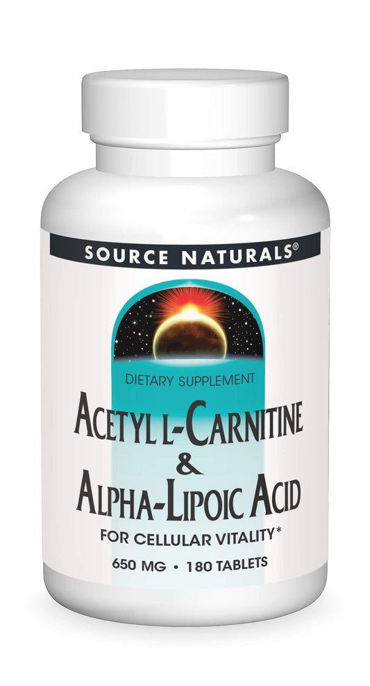 Source Naturals Acetyl L-Carnitine & Alpha-Lipoic Acid 650mg – 180 Tablets BritishVita | Premium UK Vitamins & Wellness Supplements