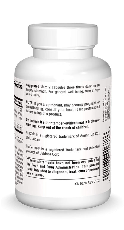 Source Naturals AHCC with Bioperine 500 mg - 60 Capsules | Immune Support