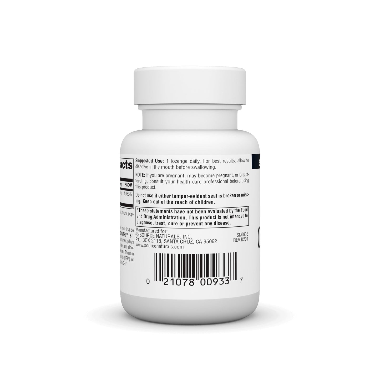 Source Naturals Coenzymated B-1 25mg – Fast-Acting Thiamin Cocarboxylase Lozenges (60)