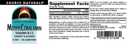Source Naturals Methylcobalamin B-12 Cherry Flavored 5 mg - 30 Lozenges