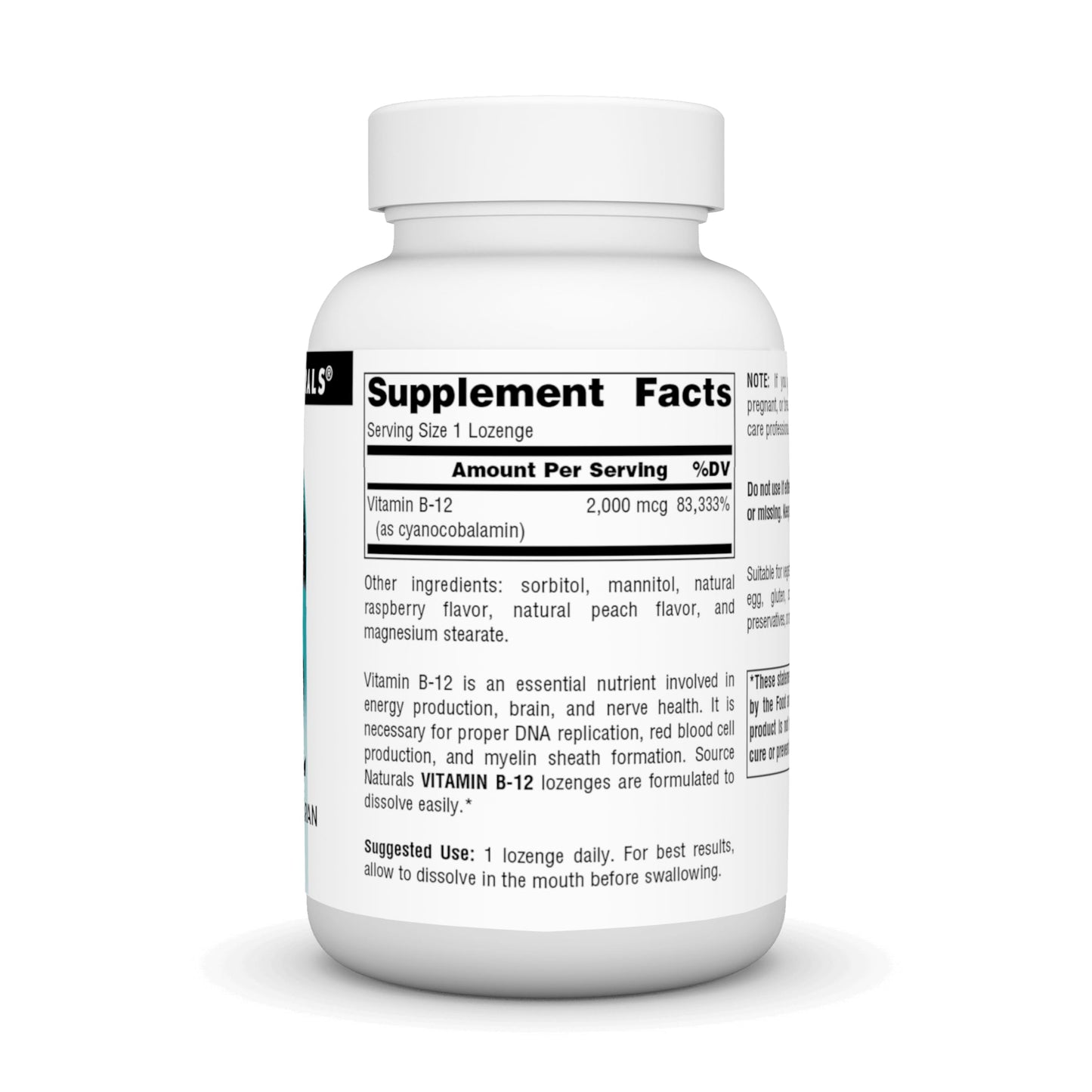 Source Naturals Vitamin B-12 2000 mcg Lozenges – 200 Vegetarian | Energy Production