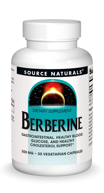 Source Naturals Berberine Vegetable Capsule - 500 mg HCl | 30 Vegetarian Capsules | GI Support
