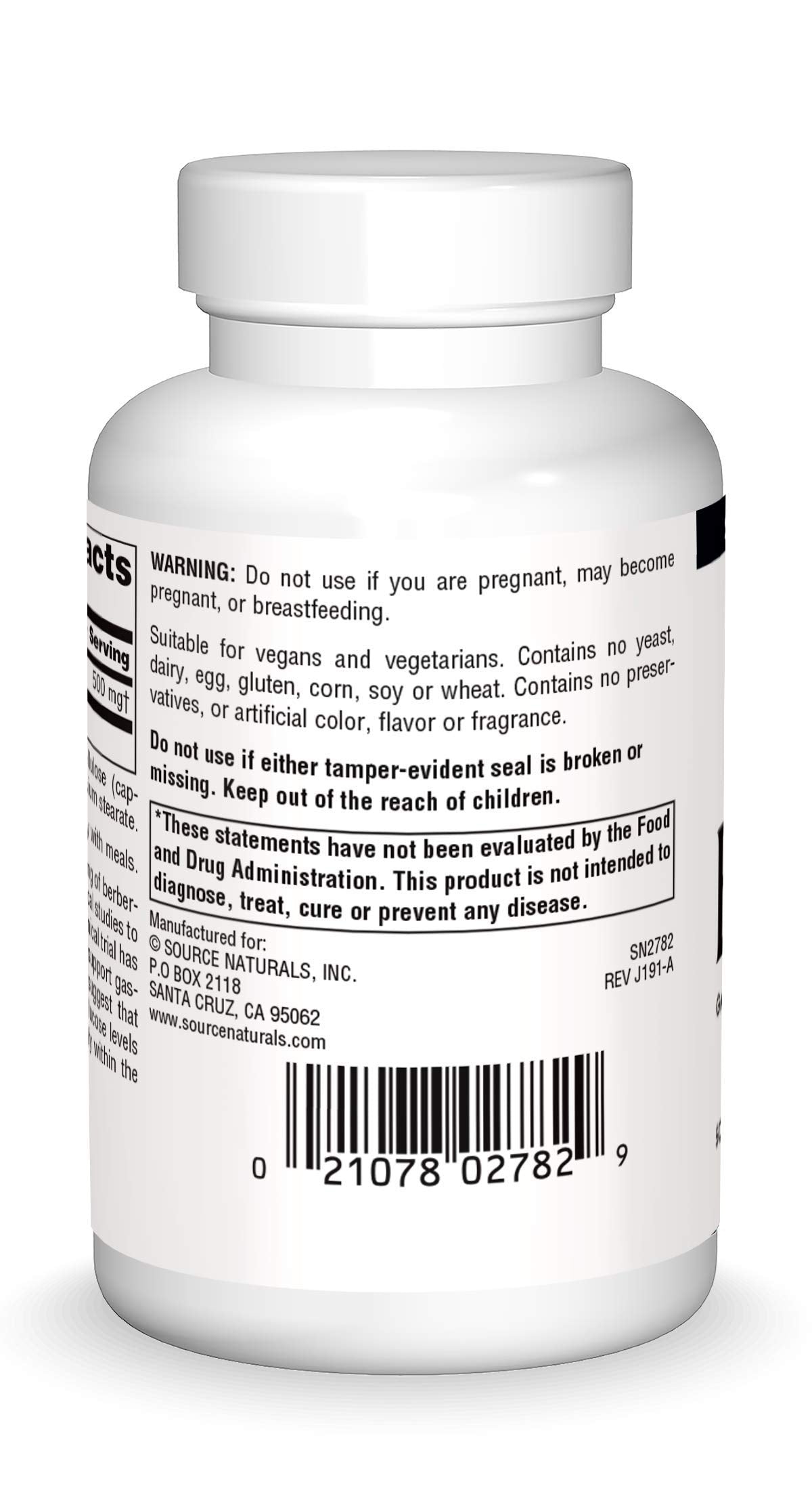 Source Naturals Berberine Vegetable Capsule - 500 mg HCl | 30 Vegetarian Capsules | GI Support