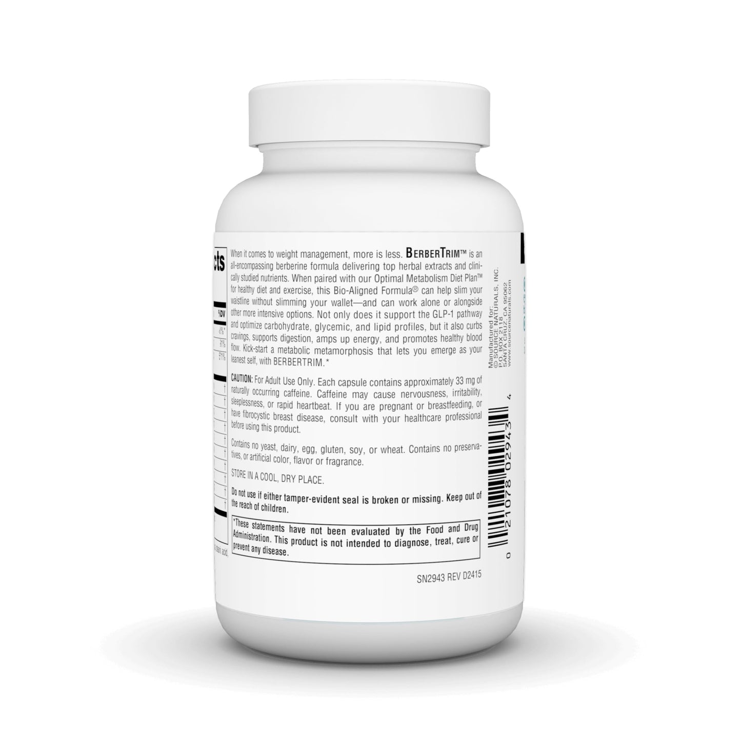 Source Naturals BerberTrim Berberine Complex for Weight Management (90 Veg Capsules)