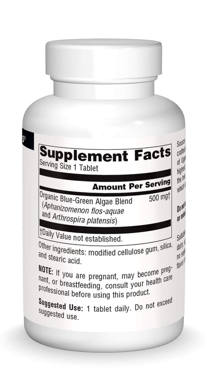 Source Naturals Blue Green Algae from Klamath Lake – Algae Superfood, 500 mg, 200 Tablets
