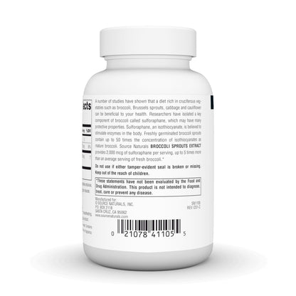 Source Naturals Broccoli Sprouts Extract 250 mg – 120 Tablets (50x Isothiocyanates)