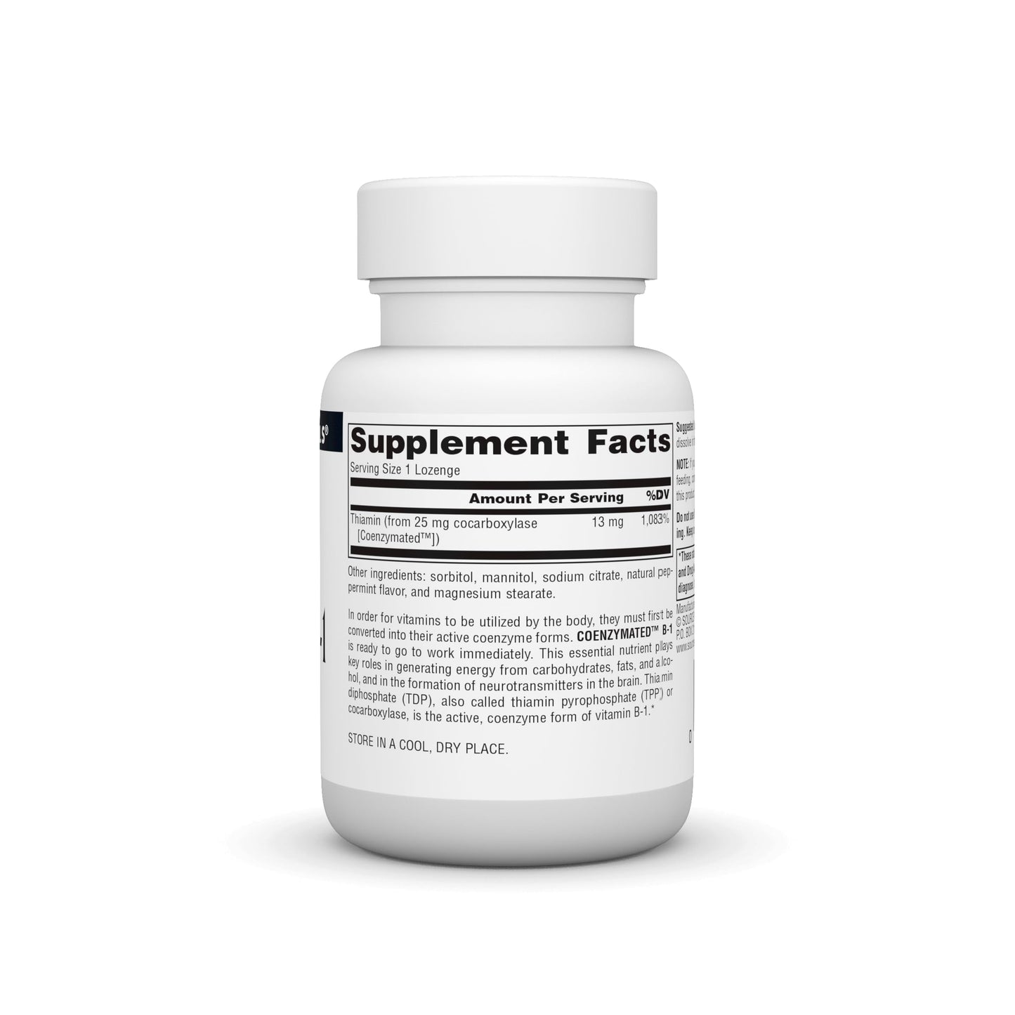 Source Naturals Coenzymated B-1 25mg – Fast-Acting Thiamin Cocarboxylase Lozenges (60)