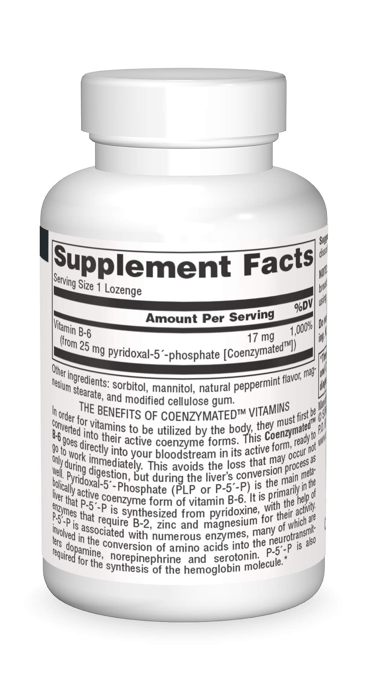 Source Naturals Coenzymated B-6 25 mg P-5 (Pyridoxal-5-Phosphate) - Fast-Acting Sublingual Vitamin, 30 Lozenges