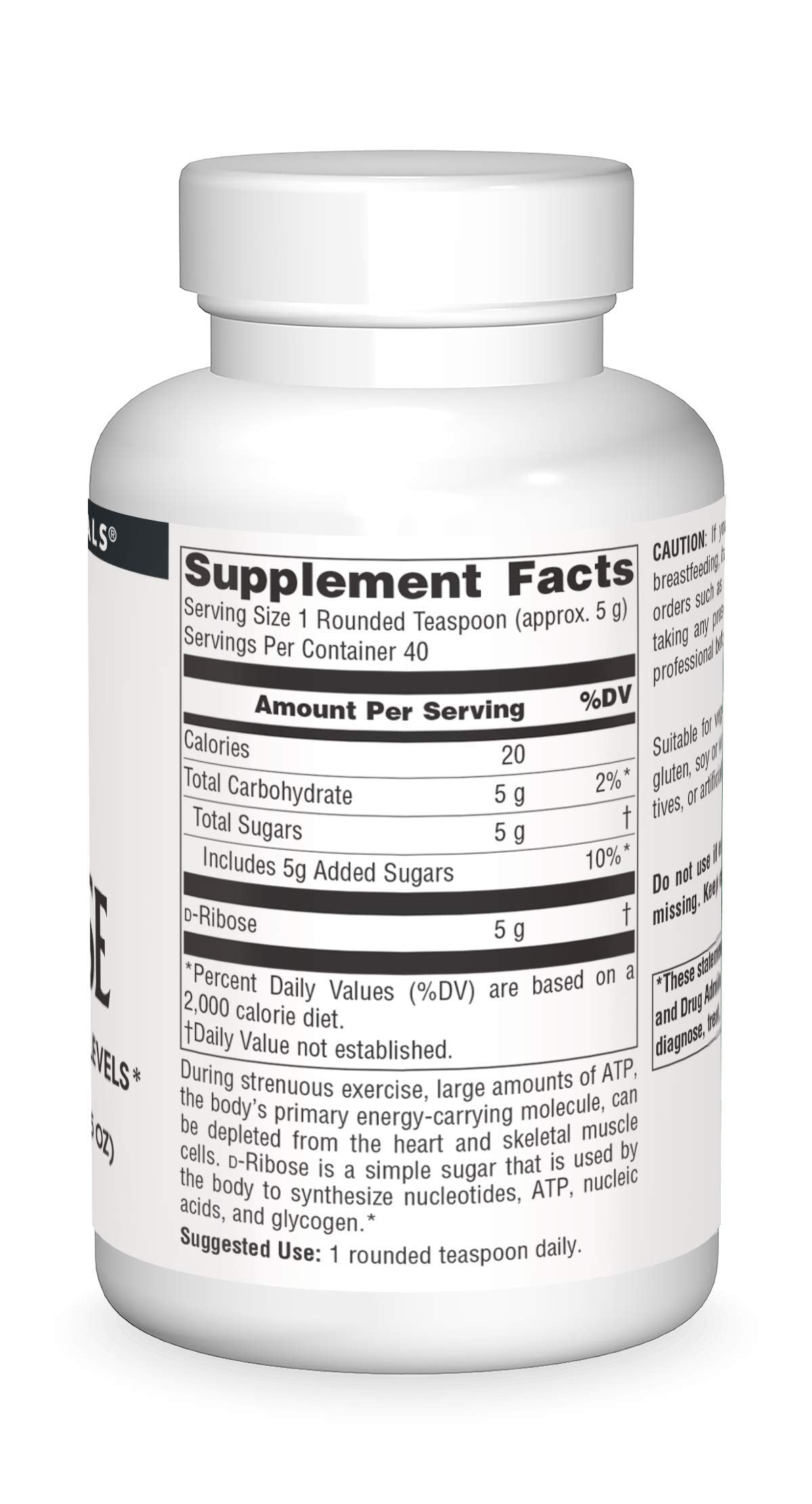 Source Naturals D-Ribose Powder - 200 Grams | Vegetarian Friendly