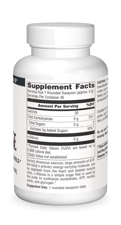 Source Naturals D-Ribose Powder - 200 Grams | Vegetarian Friendly