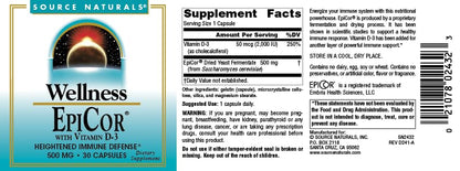 Source Naturals Wellness EpiCor with Vitamin D-3 for Heightened Immune Defense* - 30 Capsules