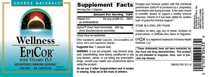 Source Naturals EpiCor with Vitamin D-3 – Immune Support (60 Capsules)
