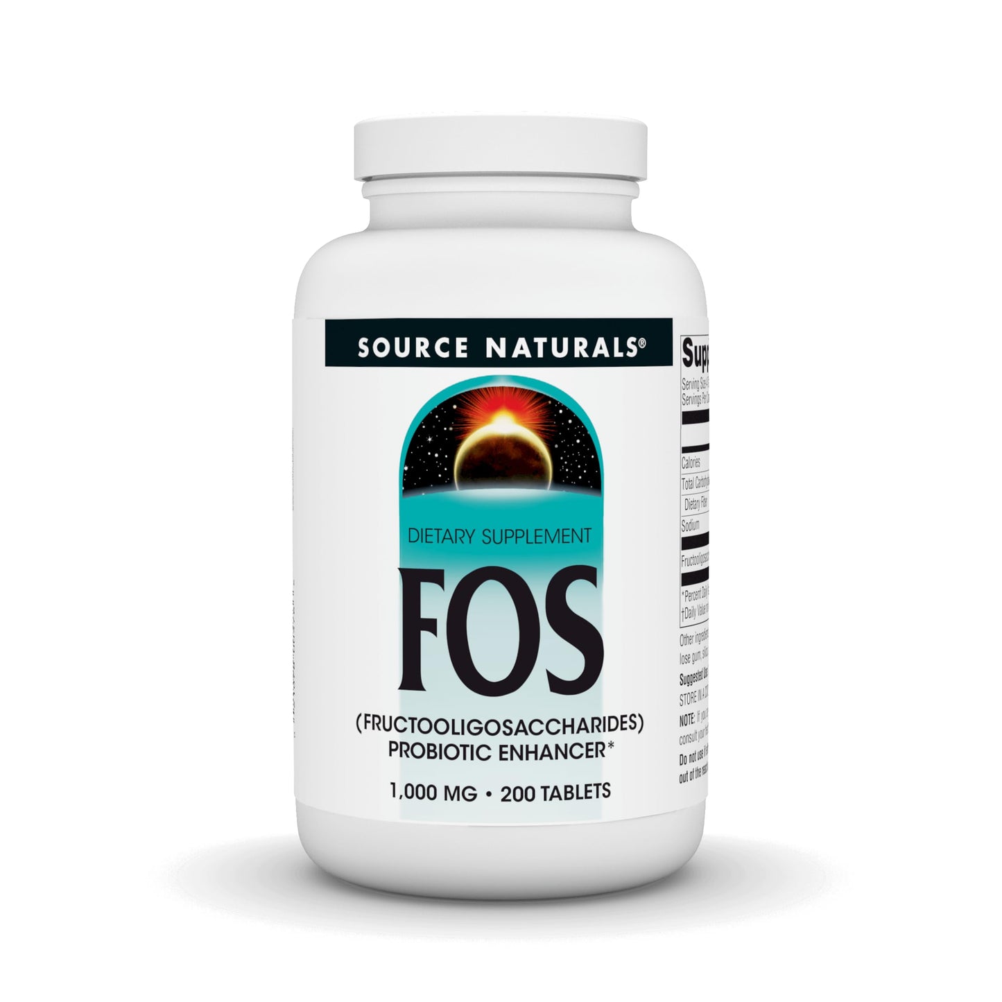 Source Naturals FOS 1000 mg Fructooligosaccharides Probiotic Enhancer – 200 Tablets