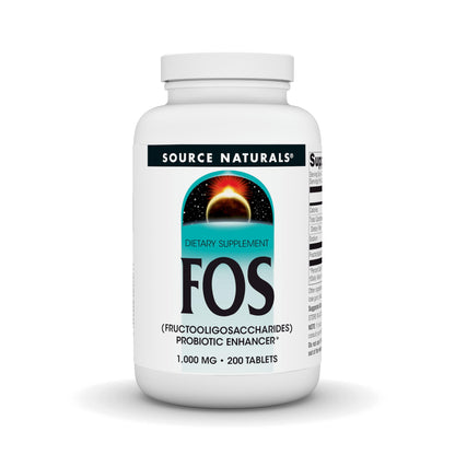 Source Naturals FOS 1000 mg Fructooligosaccharides Probiotic Enhancer – 200 Tablets