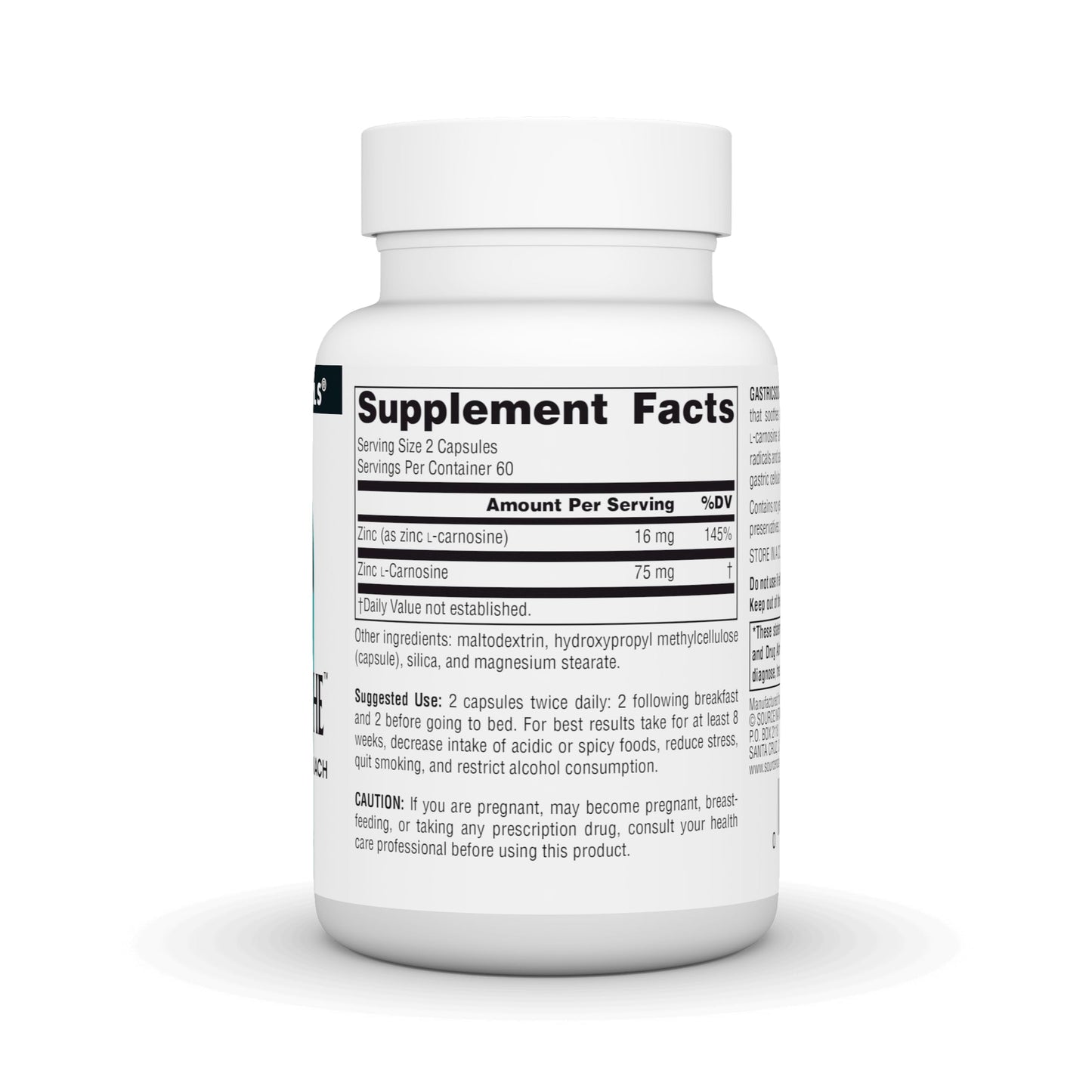 Source Naturals GastricSoothe Zinc L-Carnosine 120 Veggie Caps