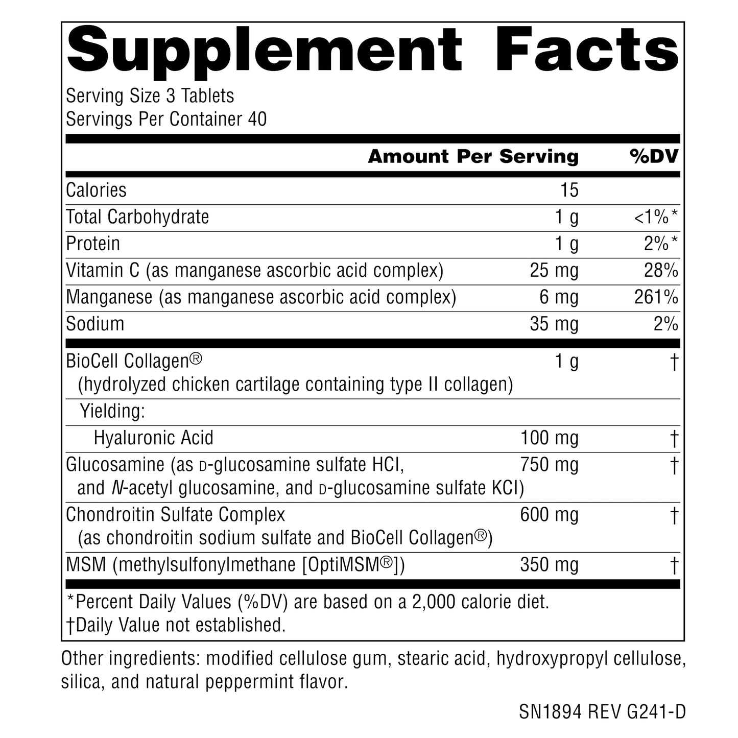 Source Naturals Hyaluronic Joint Complex with Glucosamine, Chondroitin & MSM Extra Strength - 120 Tablets