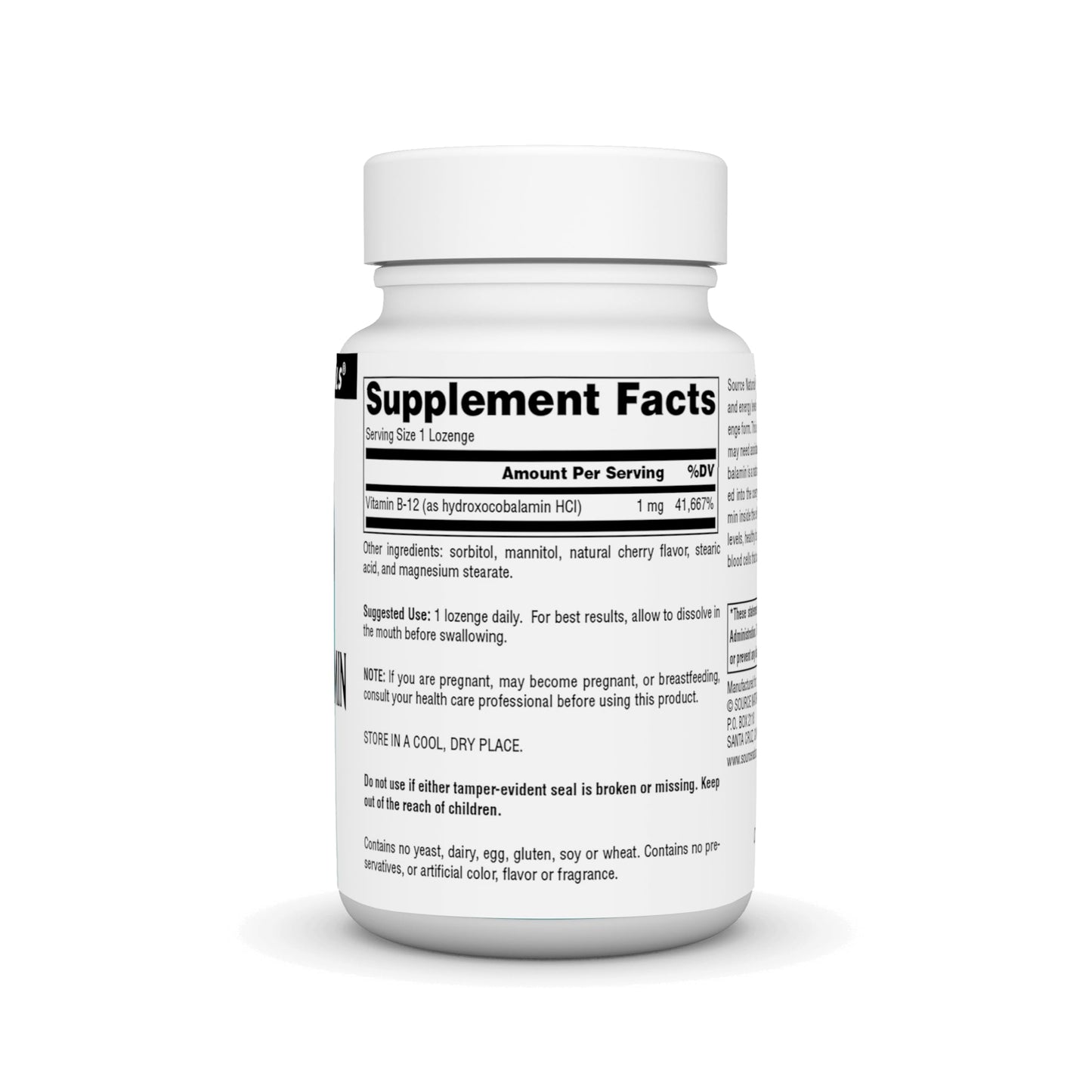 Source Naturals HydroxoCobalamin B-12 Lozenges 1 mg Cherry, 120 Count