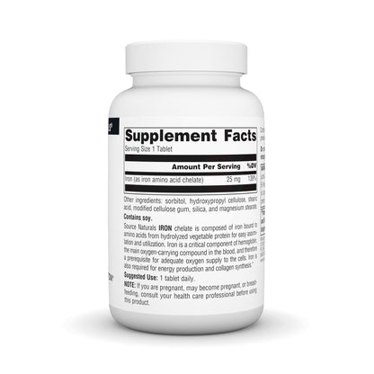 Source Naturals Iron, Amino Acid Chelate – Energy Support Dietary Supplement (250 Tablets)