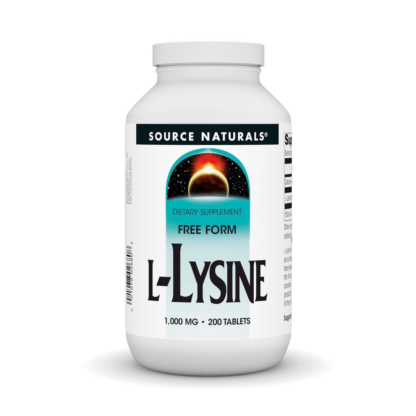 Source Naturals L-Lysine Free Form 1000 mg – Supports Collagen & Energy (200 Tablets)