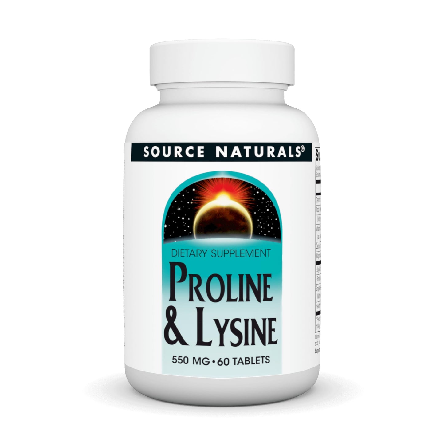 Source Naturals L-Proline & L-Lysine, 550mg - 60 Tablets