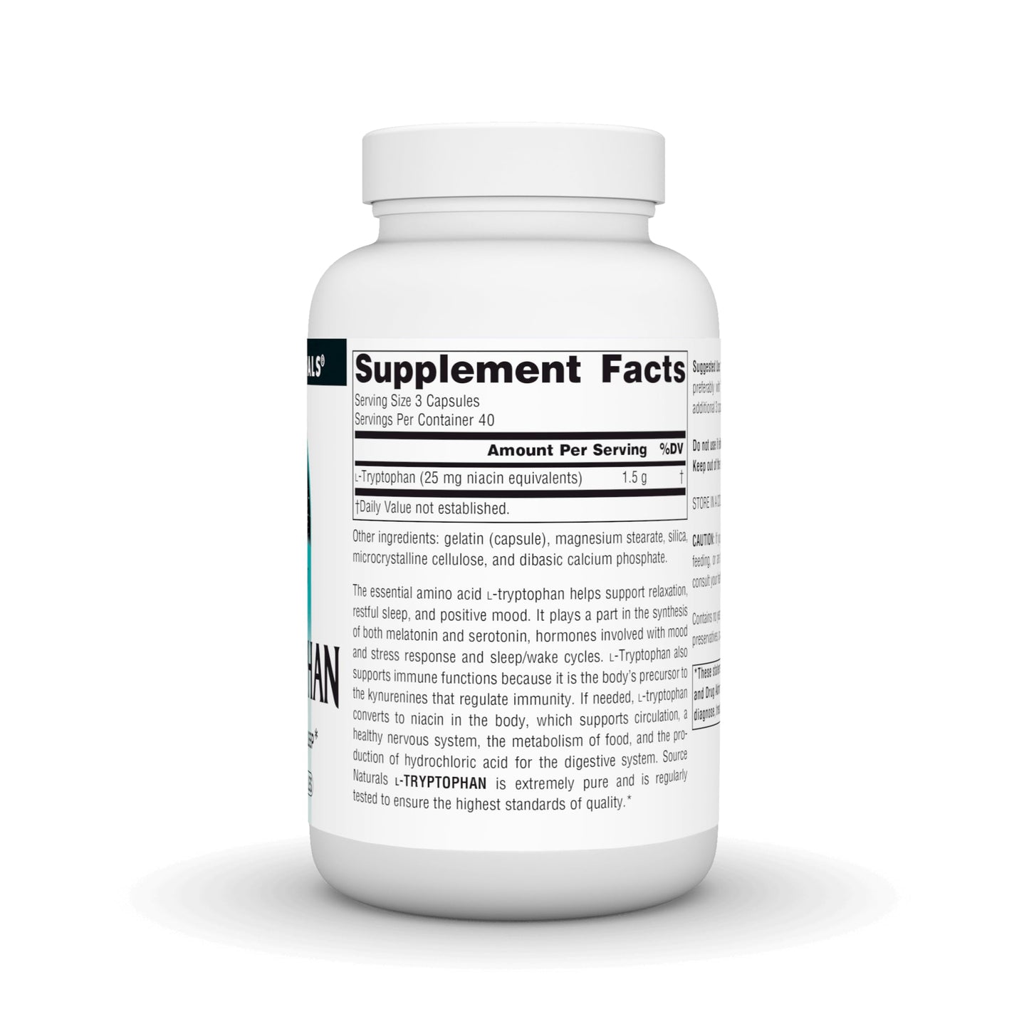 Source Naturals L-Tryptophan 500mg - Mood, Relaxation & Sleep Support, 120 Capsules