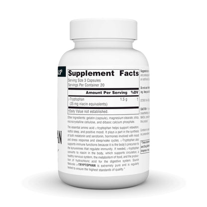 Source Naturals L-Tryptophan 500mg - 60 Capsules | Mood, Relaxation & Sleep*