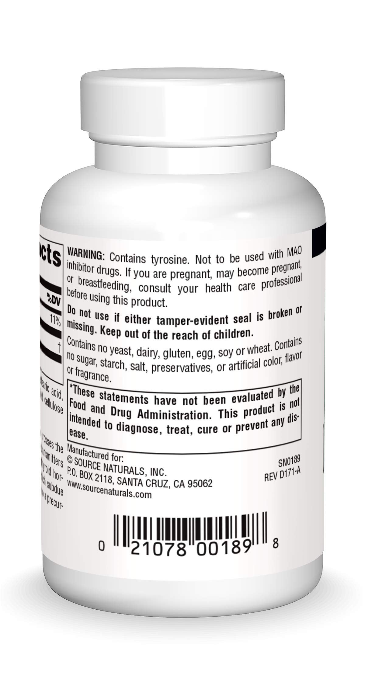 Source Naturals L-Tyrosine Free-Form Amino Acid Supplement - 50 Tablets