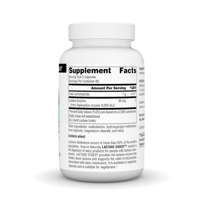 Source Naturals Lactase Digest - Lactose Intolerance Support | 180 Capsules
