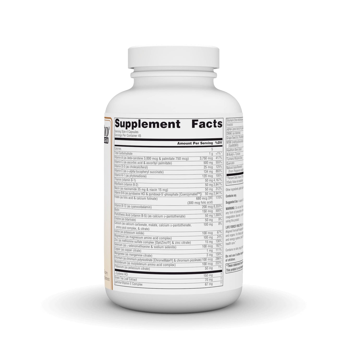 Source Naturals Life Force Iron Free Multivitamin – High Potency Daily Vitamin, 180 Capsules