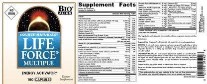 Source Naturals Life Force Iron Free Multivitamin – High Potency Daily Vitamin, 180 Capsules