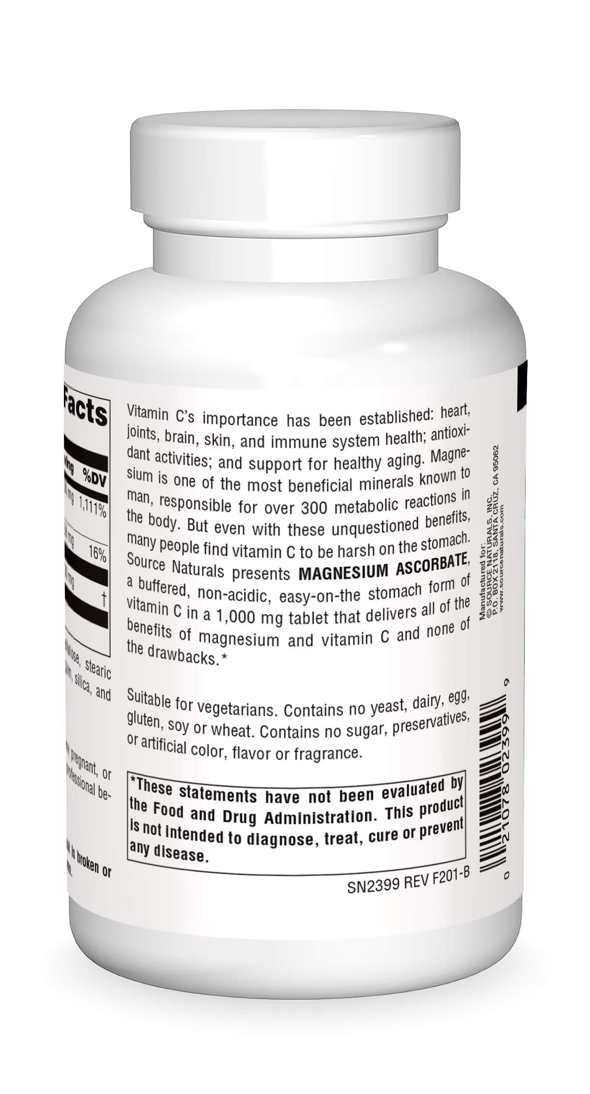 Source Naturals Magnesium Ascorbate 1000mg – Gentle Non-Acidic Vitamin C (120 Tablets)