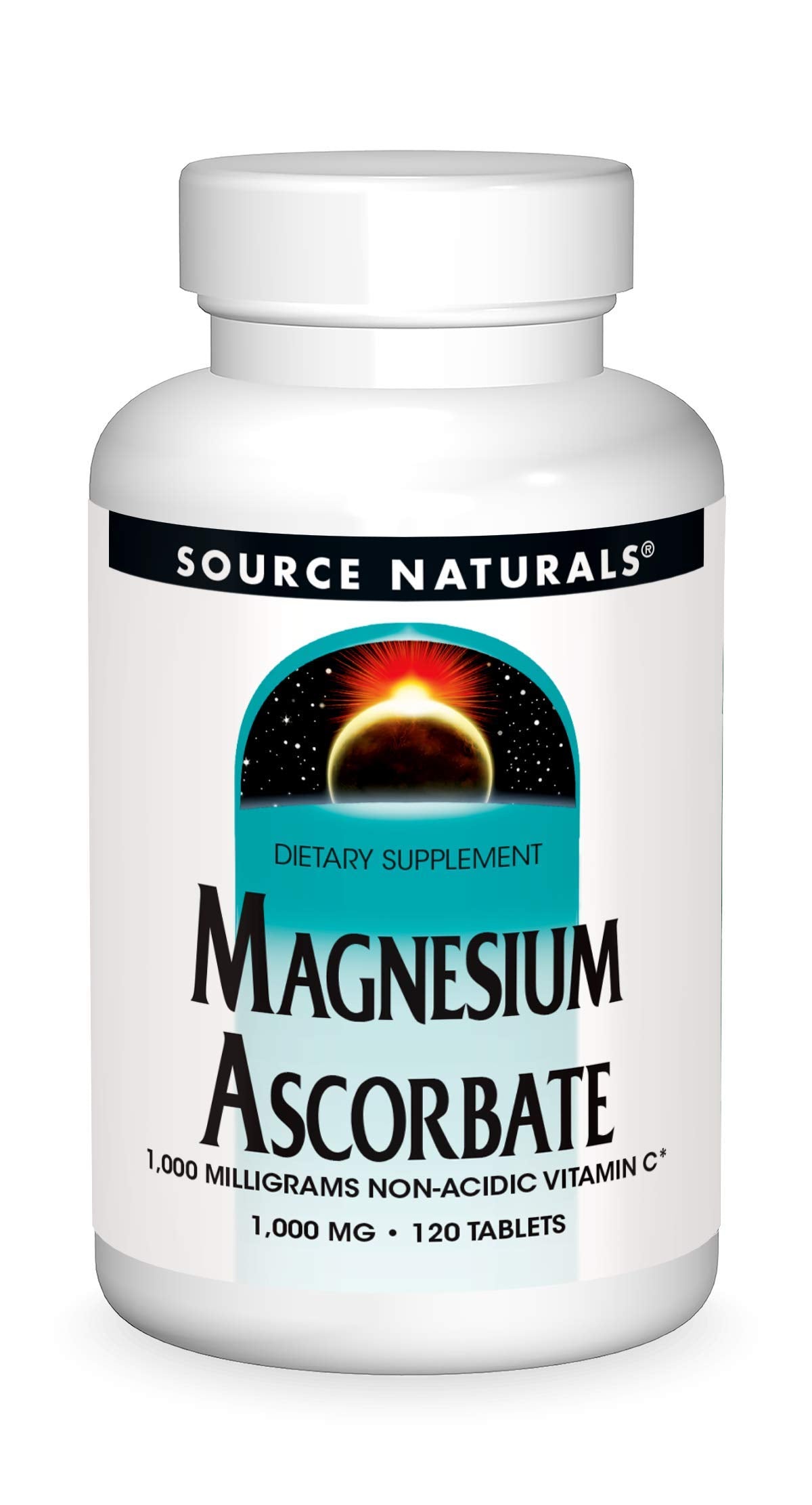 Source Naturals Magnesium Ascorbate 1000mg – Gentle Non-Acidic Vitamin C (120 Tablets)