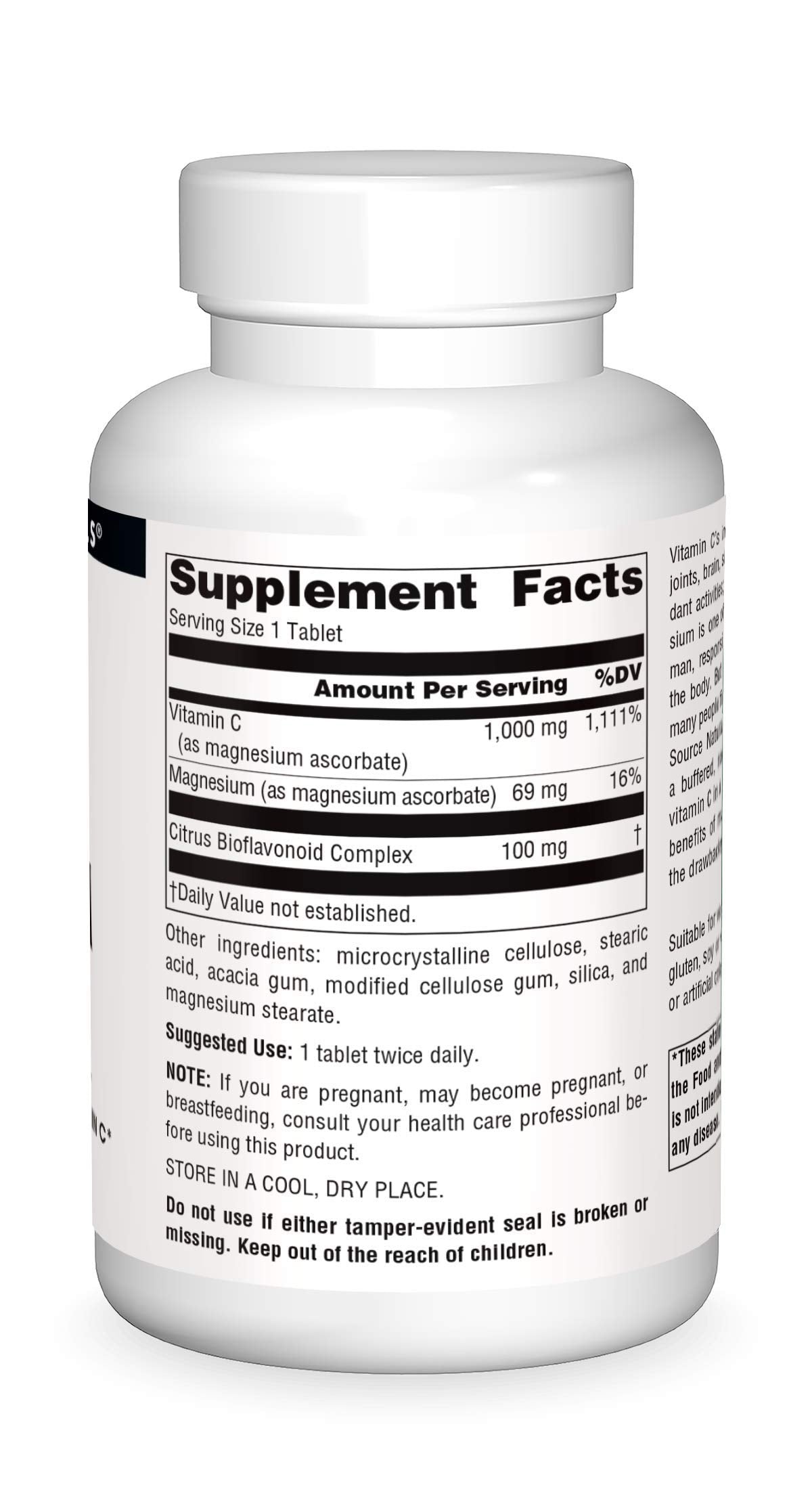 Source Naturals Magnesium Ascorbate 1000mg – Gentle Non-Acidic Vitamin C (120 Tablets)