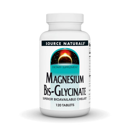 Source Naturals Magnesium Bis-Glycinate 200 mg | 120 Tablets | Chelated for Absorption