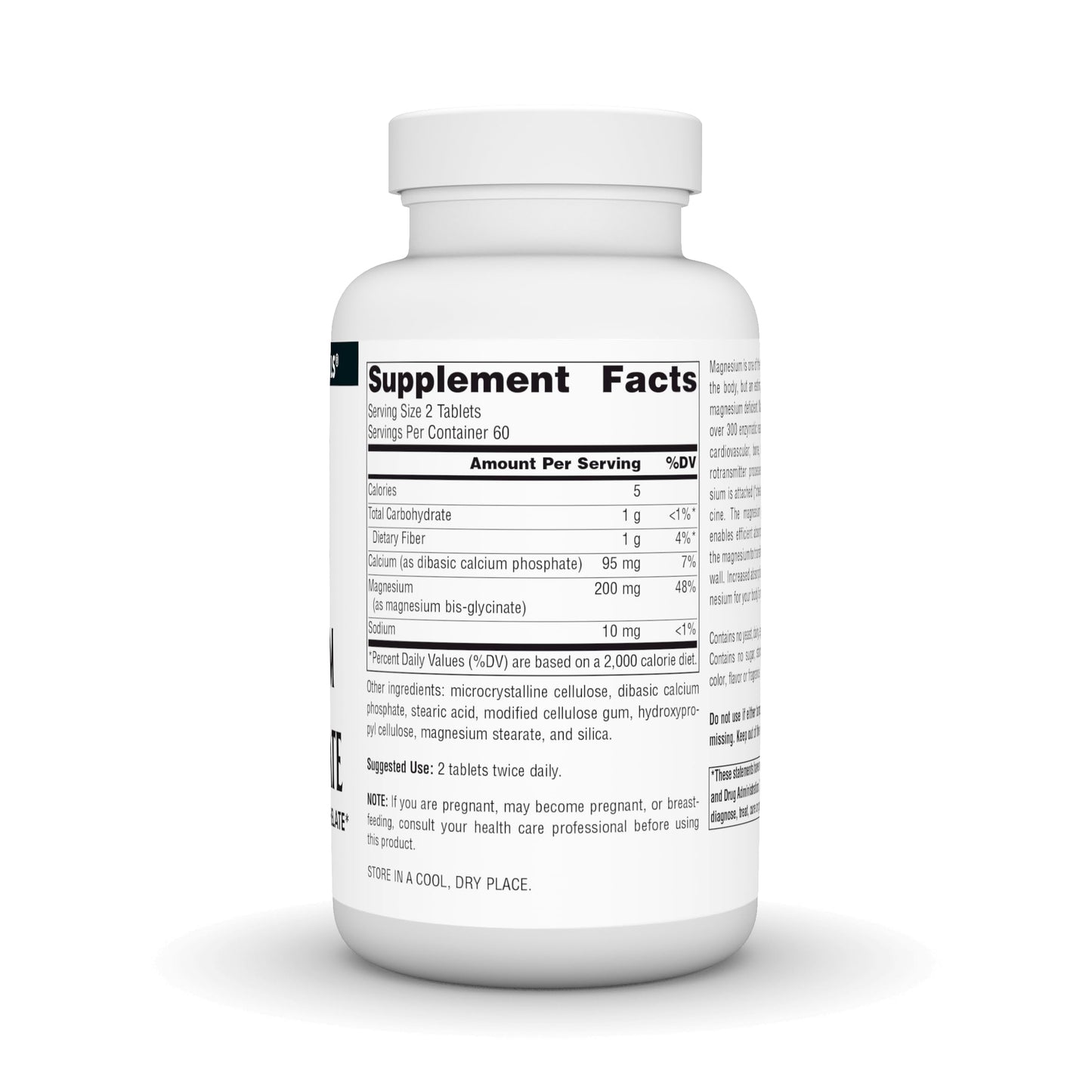 Source Naturals Magnesium Bis-Glycinate 200 mg | 120 Tablets | Chelated for Absorption