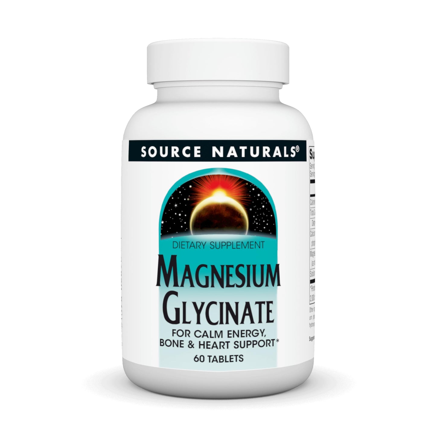 Source Naturals Magnesium Glycinate, Chelated for High Absorption | Calm Energy, Bone & Heart Support*, 200 mg per Serving - 60 Tablets