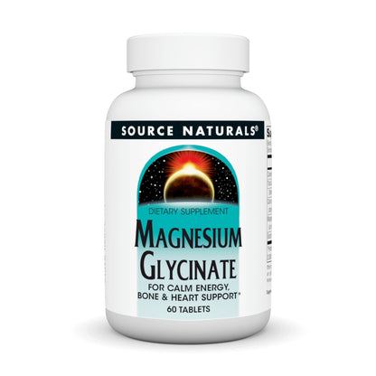 Source Naturals Magnesium Glycinate, Chelated for High Absorption | Calm Energy, Bone & Heart Support*, 200 mg per Serving - 60 Tablets