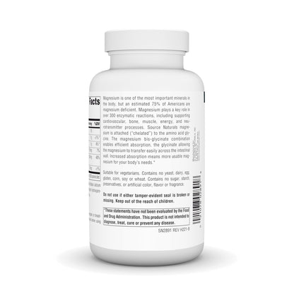 Source Naturals Magnesium Glycinate 200 mg | High Absorption, 120 Tablets