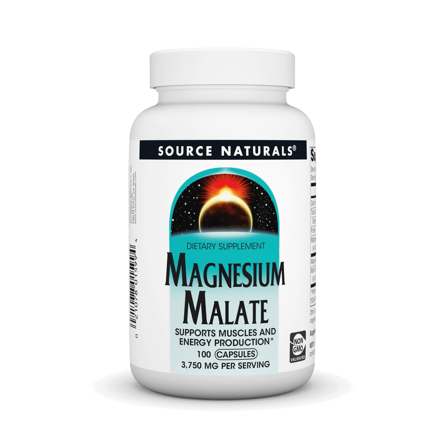 Source Naturals Magnesium Malate 3750 mg – Essential Magnesium Malic Acid Supplement | 100 Capsules