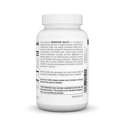 Source Naturals Magnesium Malate 3750 mg – Essential Magnesium Malic Acid Supplement | 100 Capsules