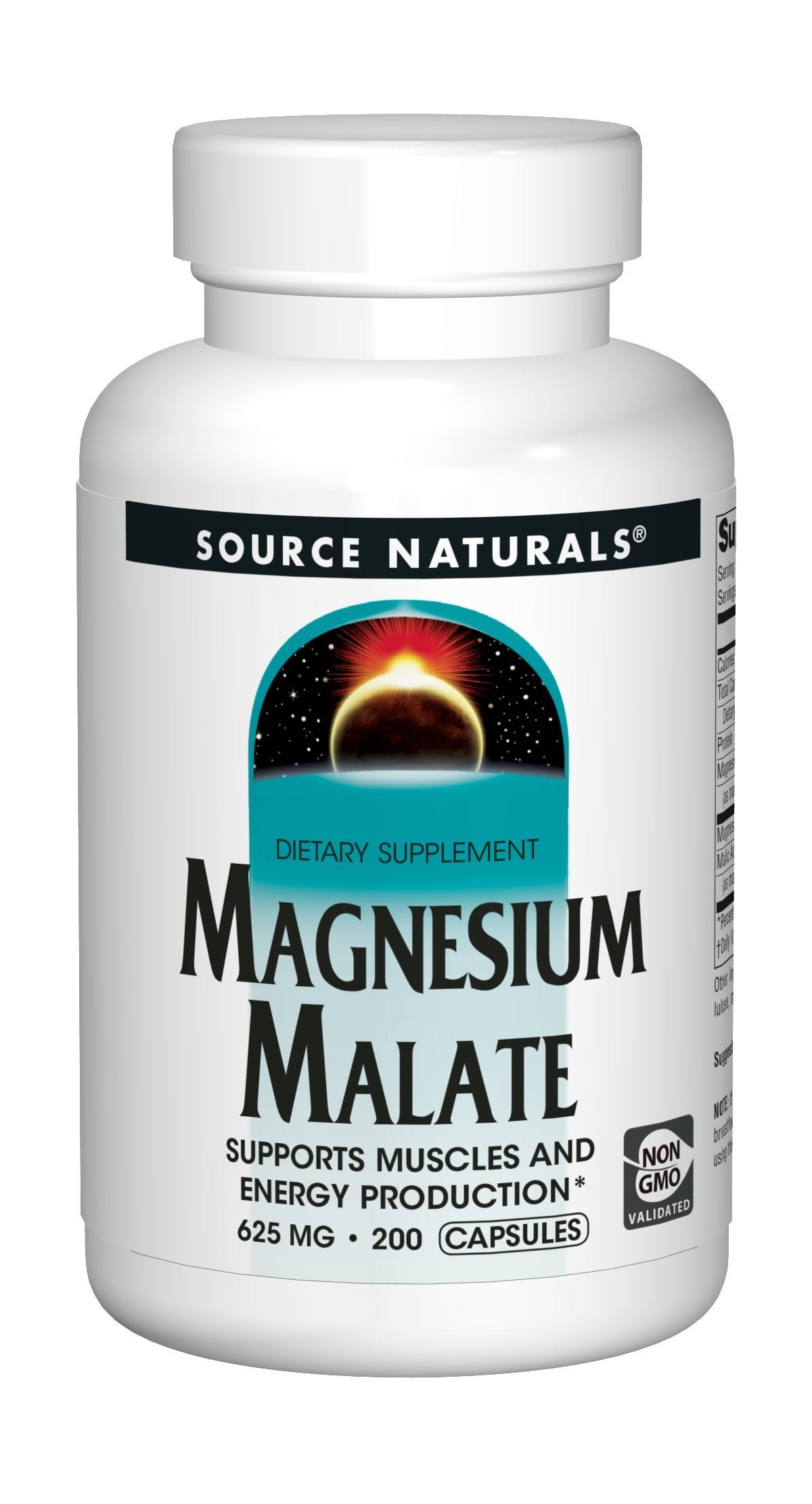 Source Naturals Magnesium Malate 625mg - 200 Capsules | Magnesium Malate Supplement