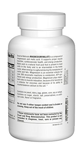 Source Naturals Magnesium Malate 625mg - 200 Capsules | Magnesium Malate Supplement
