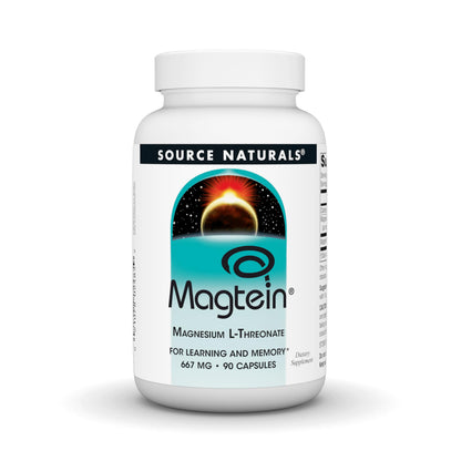 Source Naturals Magtein Magnesium L-Threonate 667mg – Supports Focus, Mood & Memory | 90 Capsules