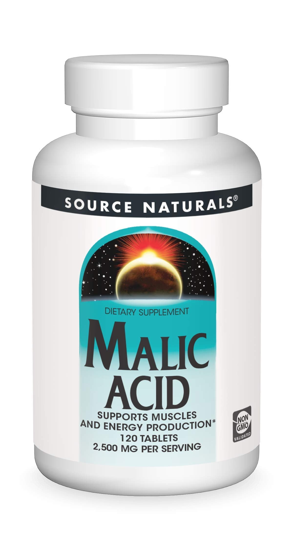 Source Naturals Malic Acid, Supports Muscles and Energy Production*, 2,500 mg - 120 Tablets